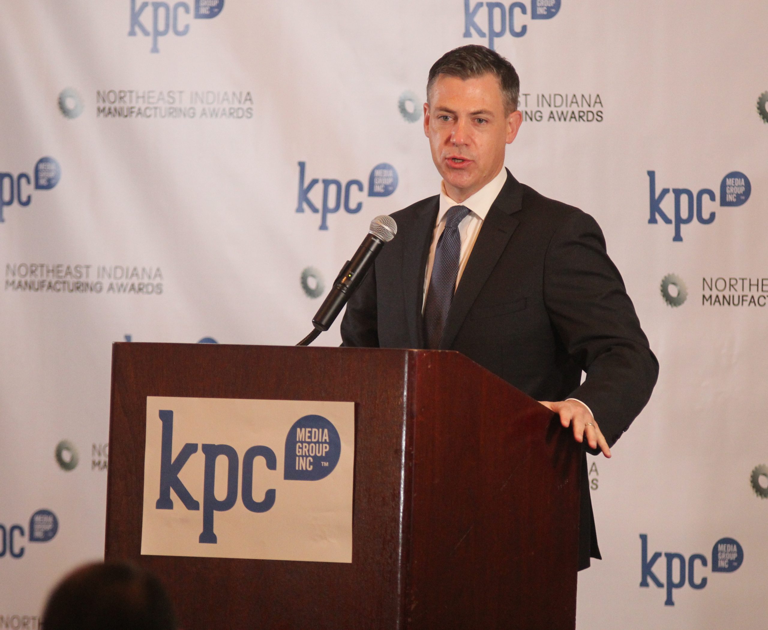 Keynote speaker, US Congressman Jim Banks (IN-03) at the 2020 Manufacturing Awards at the Ramada Plaza by Wyndham Fort Wayne Hotel & Conference Center